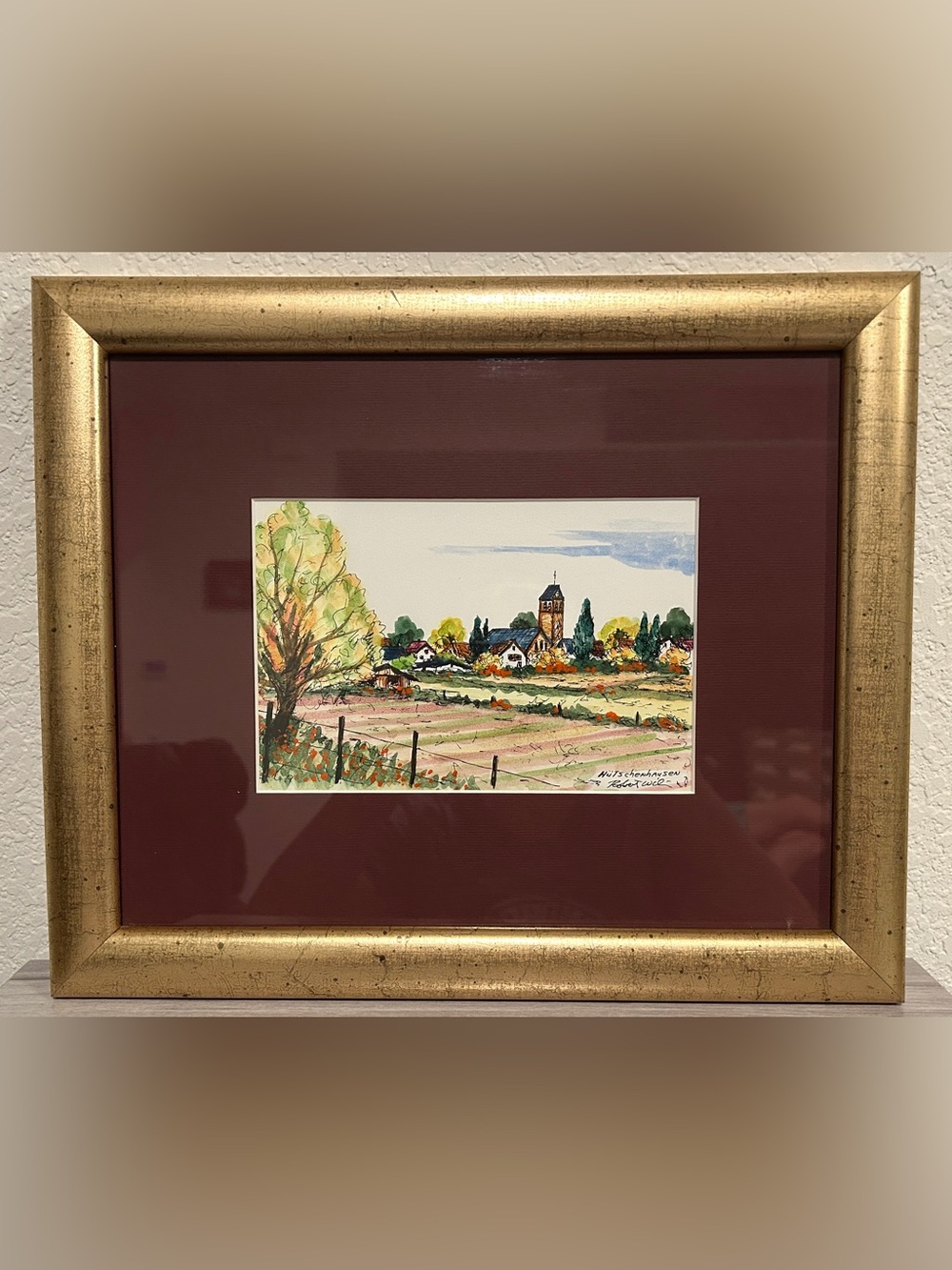 Robert Wild Signed Framed Drawing Hütschenhausen Village Landscape 2006